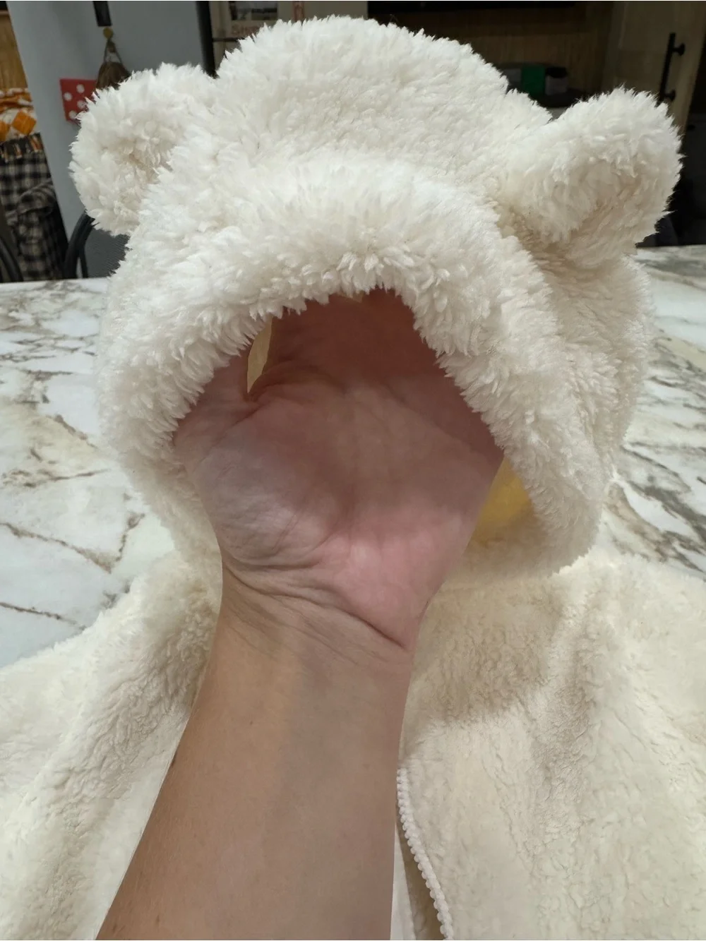 Old Navy Cream Plush Hooded Jacket for Baby